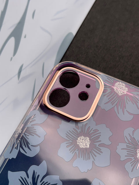 Gray Flower Gradient With Camera Protection Case For iPhone