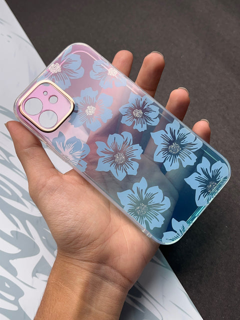 Blue Flower Gradient With Camera Protection Case For iPhone