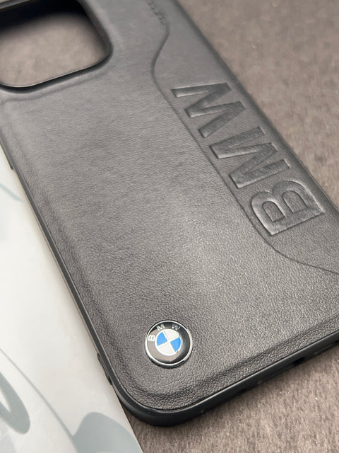 BMW Leather Wordmark Card Slot Black Case for iPhone