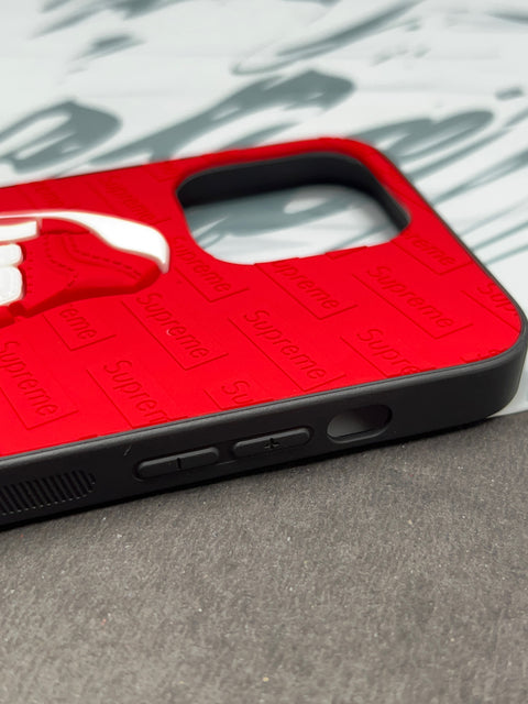 Air Jordan ''sup'' Themed Embossed Red Silicone Case For iPhone