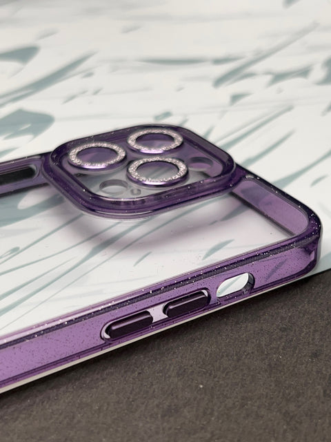Deep Purple Non Yellow Diamond Camera Lens Clear Bumper Case for iPhone