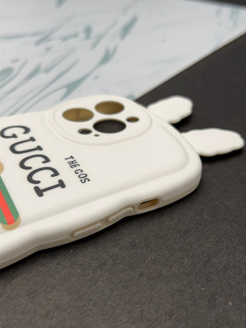 Cute White Rabbit Ears Wave GUCCI Case For iPhone