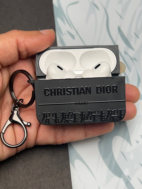 Christian Dior Black Square Silicon Case For Apple AirPods