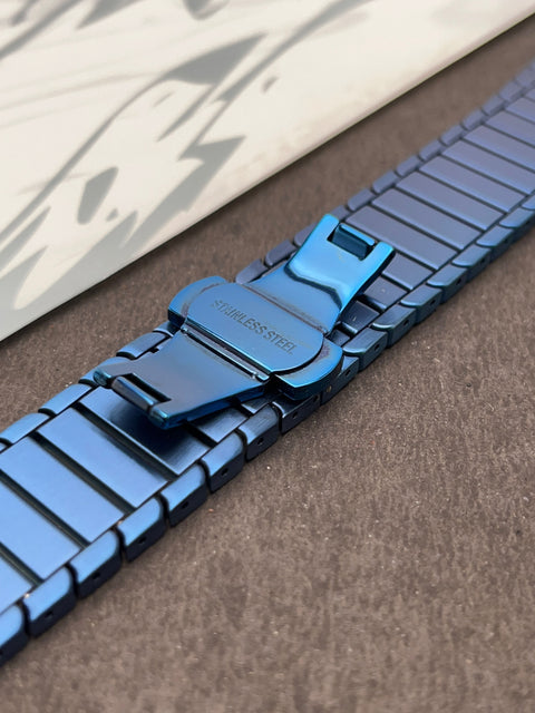 Link Strap Blue Metal Bracelet with Detachable link for Apple Watch