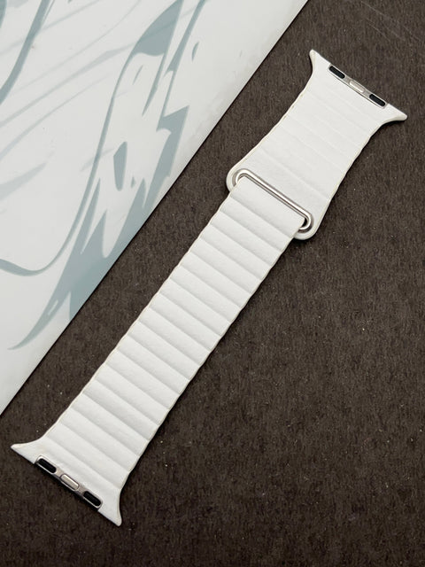White Magnetic Leather Strap For iWatch