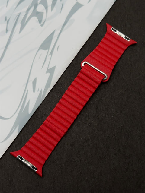 Blood Red Magnetic Leather Strap For iWatch