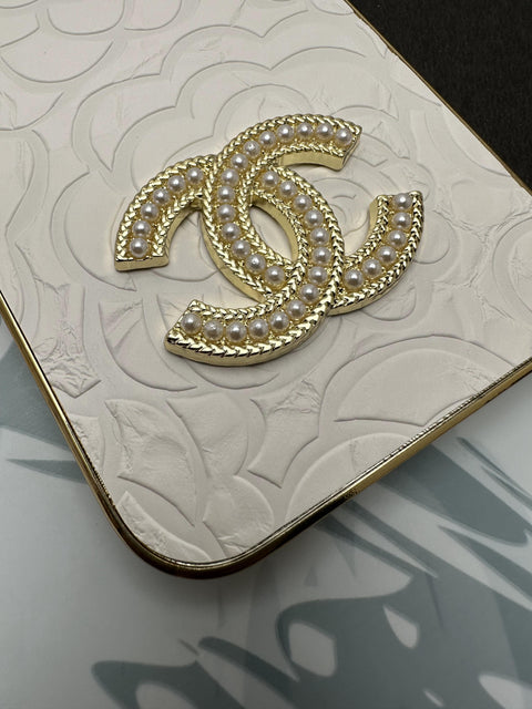 CHANEL White Gold Luxury Back case For iPhone