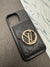 LV Black Luxury Leather Back Pocket case For iPhone