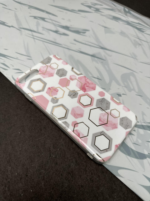 Geometric Pink Hexa Design Silicon Case for iPhone