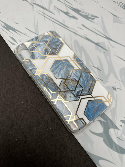 Geometric Ceramic Blue Design Silicon Case for iPhone
