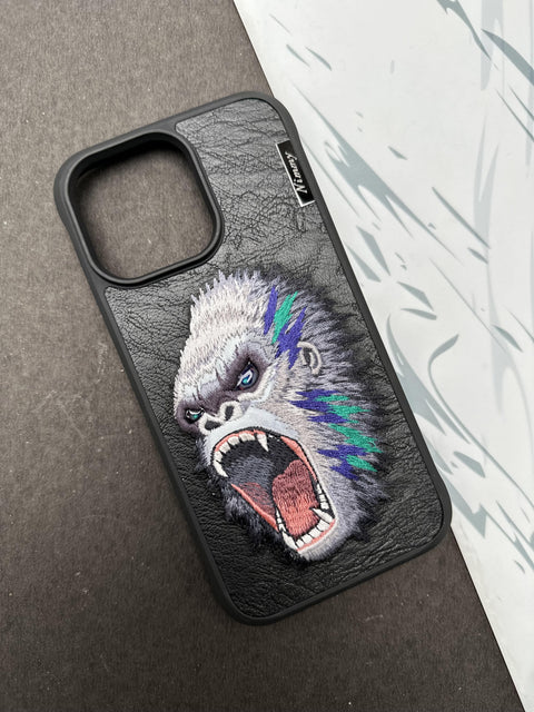 Nimmy Design 3D Embroidery Cases for iPhone King Kong Face Black