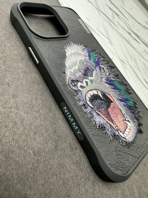 Nimmy Design 3D Embroidery Cases for iPhone King Kong Face Black