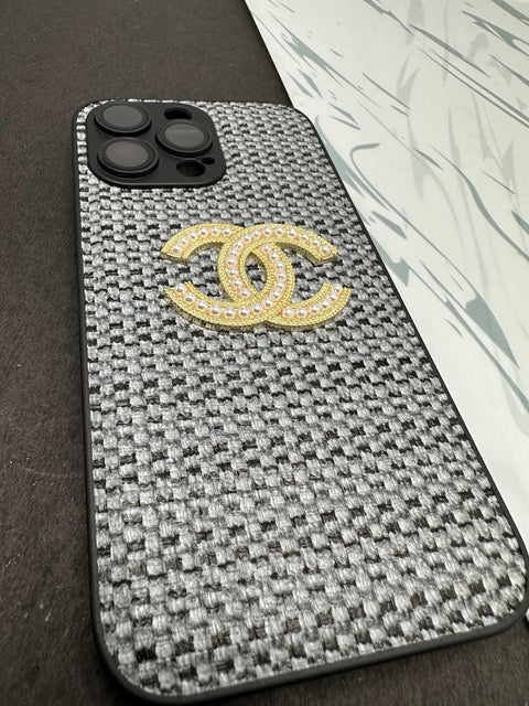 CHANEL Black Leather Fabric case For iPhone