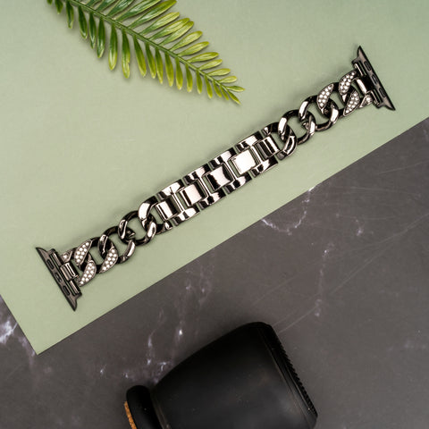 Elegant Black Diamond Bracelet Strap for Apple Watch