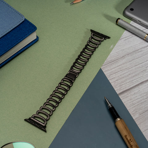 Halo C-Type Black Diamond Steel Bracelet Strap for Apple Watch