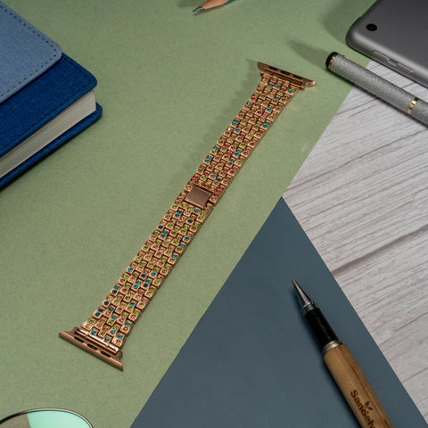 Multicolor Rose Gold Diamond Bracelet Strap for Apple Watch