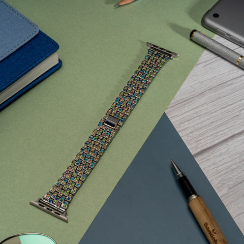 Multicolor Silver Diamond Bracelet Strap for Apple Watch
